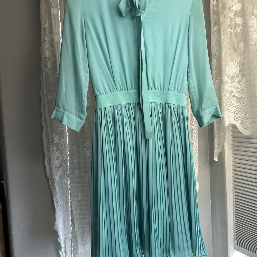 Elegant Teal Pleated Dress